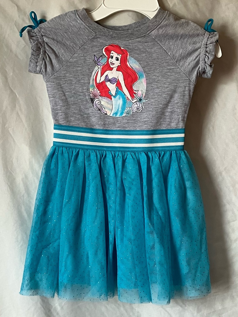 Disney Ariel Little Mermaid Toddler Girls Gray Blue Sparkle Dress size 4.